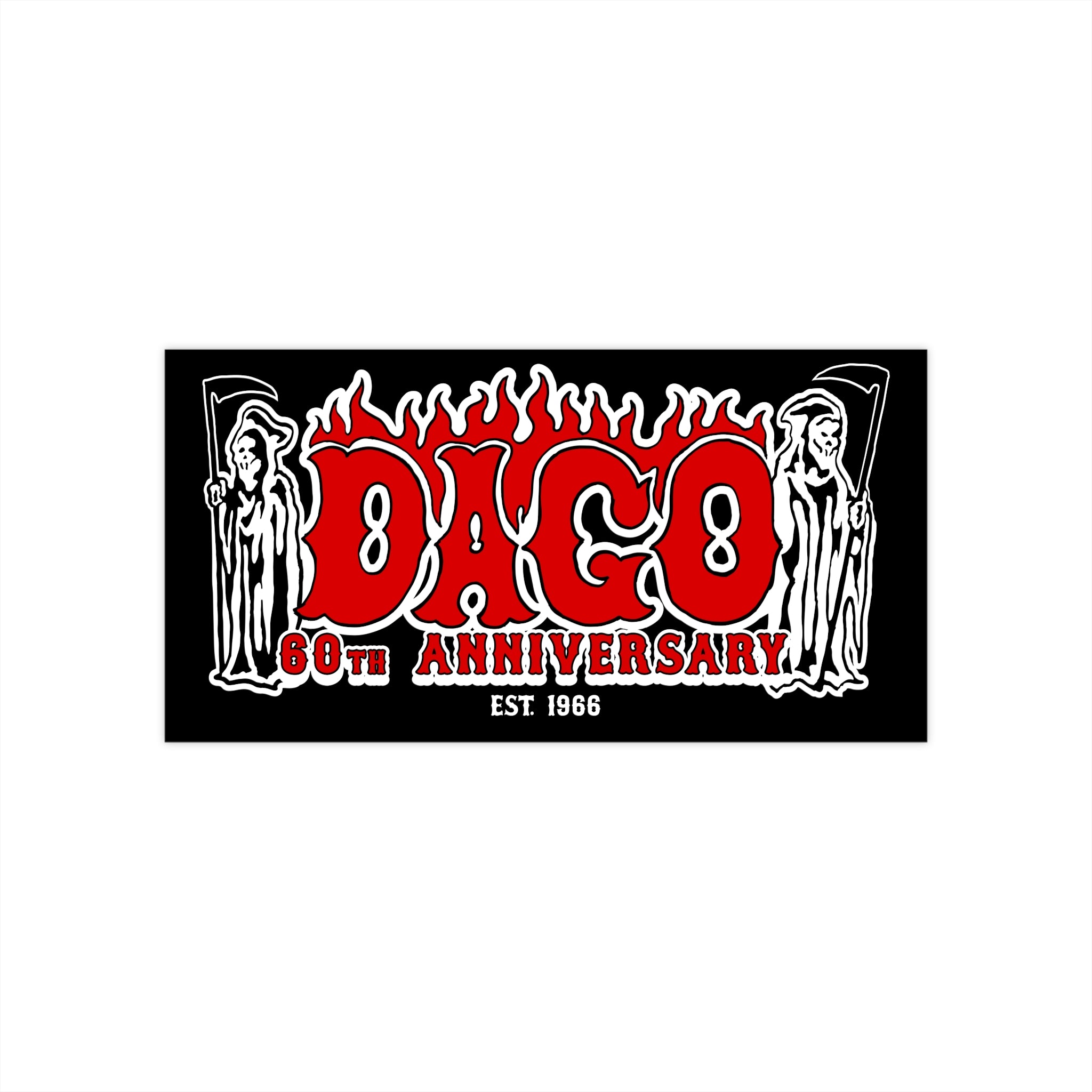 Dago 60th Anniversary Bumper Sticker 7.5" x 3.75"
